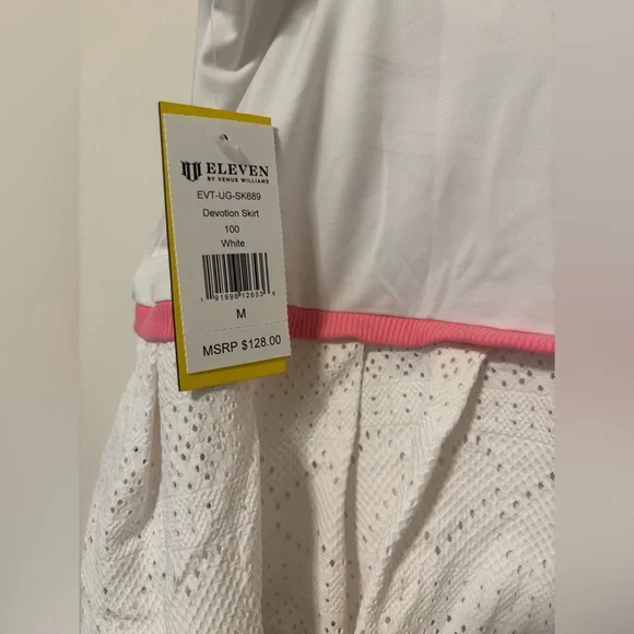 Eleven Venus Williams Devotion Skort Tennis Skirt White Hearts Pink Stripe M NWT - Picture 10 of 13